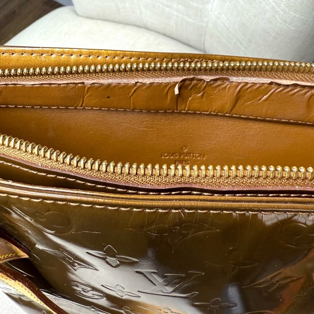 Authentic Louis Vuitton Vernis Houston tote bag bronze gold color small